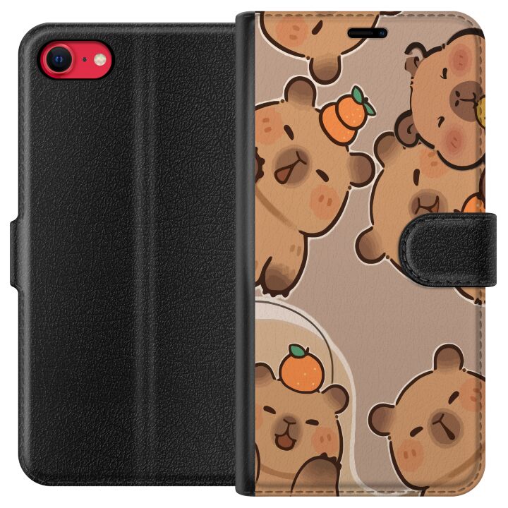 Kompatibelt Lommeboketui til Apple iPhone 7 Gullige capybaraer i varme toner med appelsiner og glade uttrykk