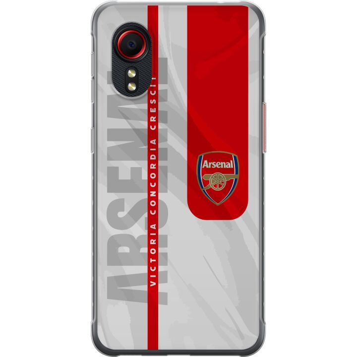 Kompatibelt Mobilskal till Samsung Galaxy Xcover 5 Arsenal FC emblem fotbollsklubb affisch Gunners Premier League logotyp röd vit bakgrund retro desi