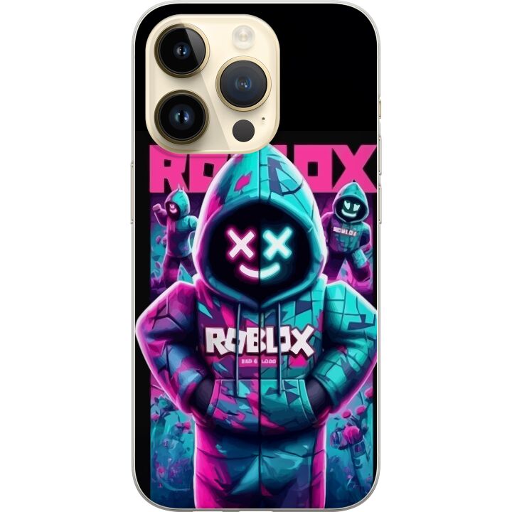 Kompatibelt Mobilskal till Apple iPhone 14 Pro Roblox Hoodie Legend Mystisk Robloxfigur i blå hoodie med futuristiskt neonljus