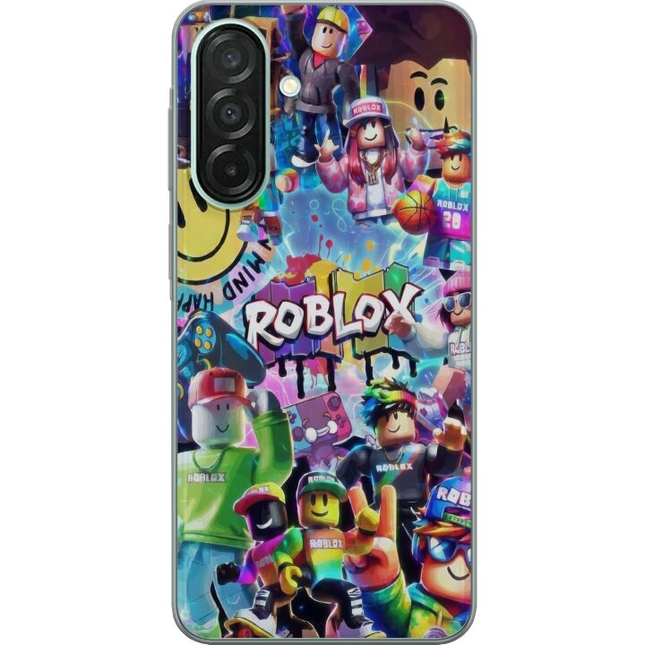 Kompatibelt Mobilskal till Samsung Galaxy A26 Stor och färgglad Roblox-värld fylld med karaktärer, rörelse och energi, lekfull gaming-illustration pe