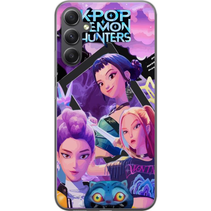 Kompatibelt Mobilskal till Samsung Galaxy A15 5G K-Pop Demon Hunters anime inspirerad futuristisk stad med tre hjältinnor och lila neonljus