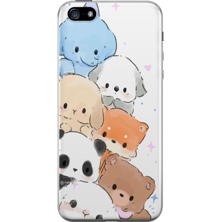 Kompatibelt Mobilskal till Apple iPhone 5 Söt stapel av kawaii djur i pastellfärger, charmig skissad illustration perfekt för dig som gillar gulliga