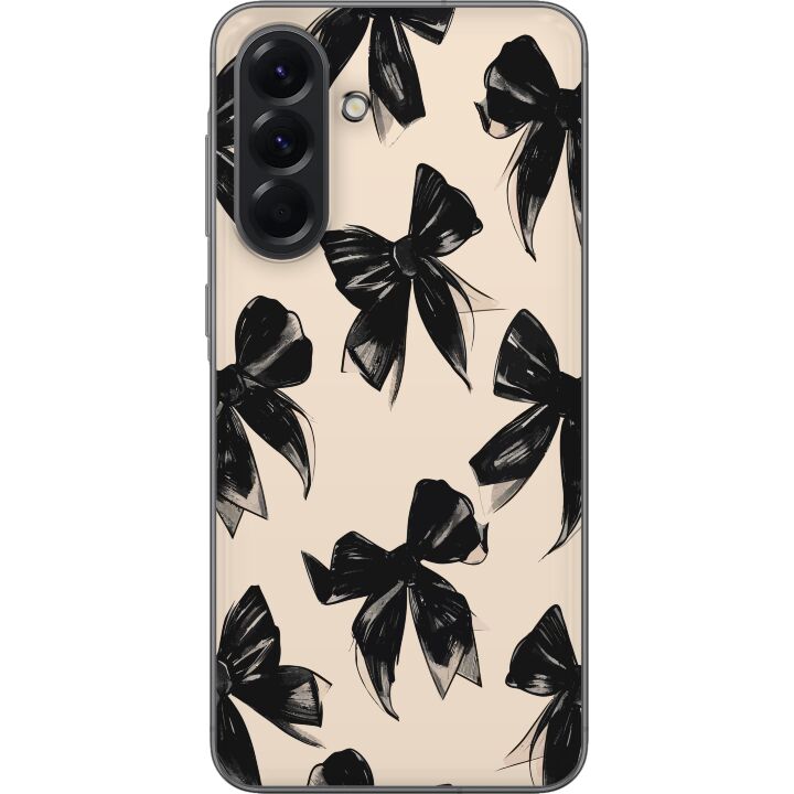 Kompatibelt Mobilskal till Samsung Galaxy A56 Svarta rosetter på beige bakgrund elegant tidlös design med mjuka kontraster och lyxig känsla