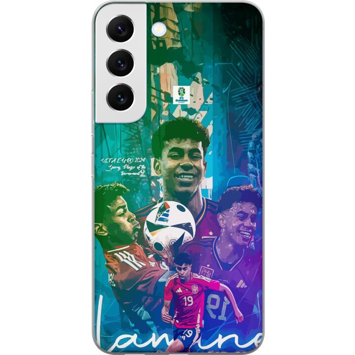 Kompatibelt Mobilskal till Samsung Galaxy S22 5G Lamine Yamal fotbollsmotiv med Barcelona och Spanieninspiration i färgstark stil
