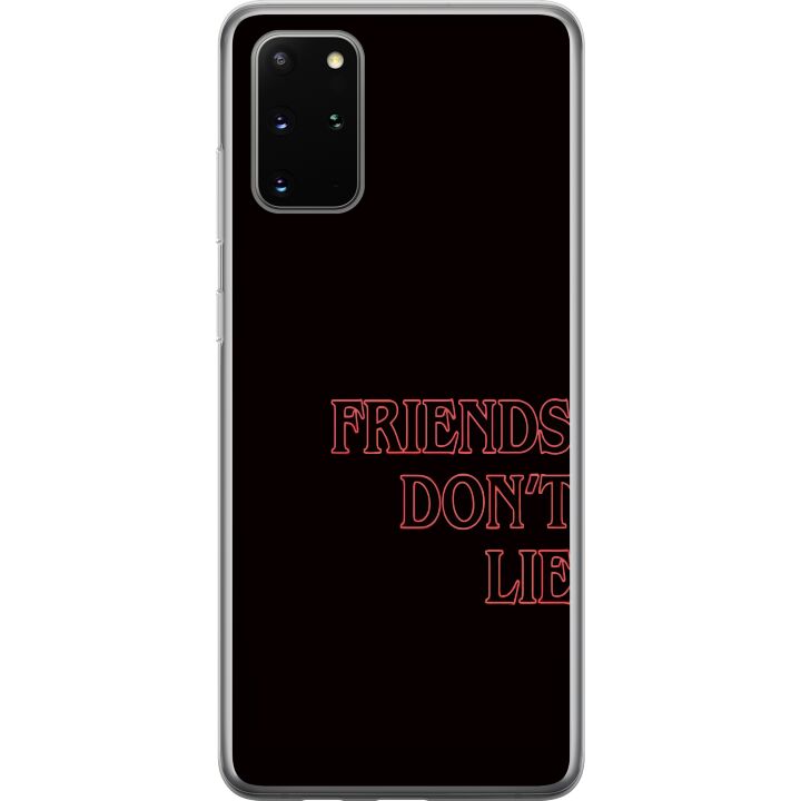 Kompatibelt Mobilskal till Samsung Galaxy S20+ Stranger Things Vänner Ljuger Inte - en neonröd textdesign med en populär citat från serien