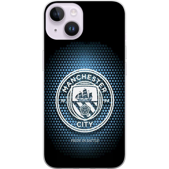 Kompatibelt Mobilskal till Apple iPhone 14 Manchester City fotboll Erling Haaland blå klubbdesign illustration