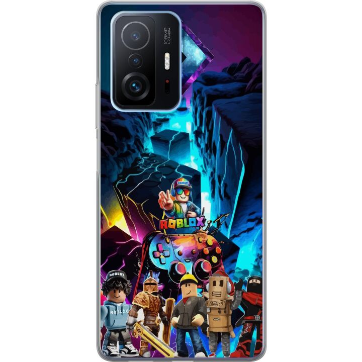 Kompatibelt Mobildeksel til Xiaomi 11T Pro Roblox futuristisk neonverden med spillkontrollere, karakterer og lyseffekter - perfekt for alle gaming fa