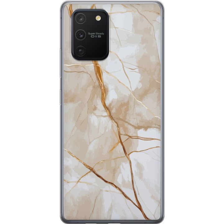 Kompatibelt Mobilskal till Samsung Galaxy S10 Lite Vit marmor med guldådror, elegant lyxig design perfekt för dig som älskar stil och klass