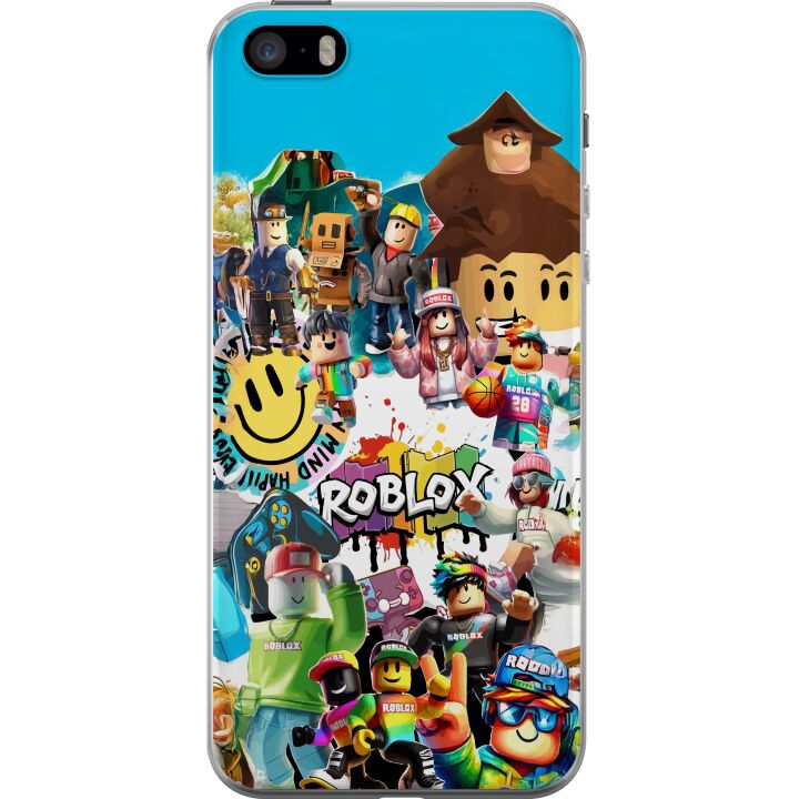 Kompatibelt Mobildeksel til Apple iPhone 5s Roblox Party fargeglad motiv med spillkarakterer og gaming energi for alle fans