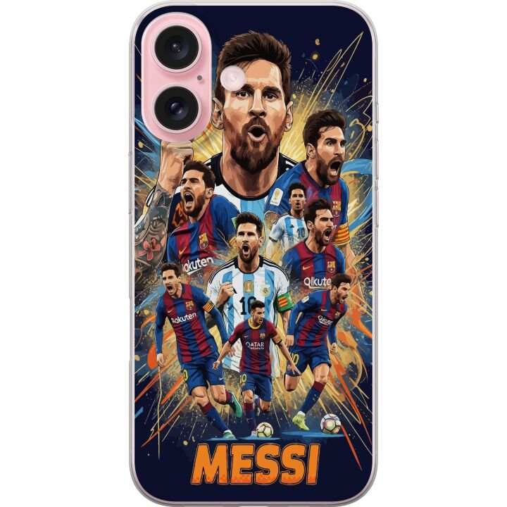 Kompatibelt Mobilskal till Apple iPhone 16 Messi affisch Argentina Barcelona fotboll legendar GOAT VM nummer 10 fotbollsspelare retro konst