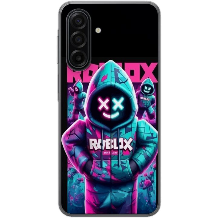 Kompatibelt Mobilskal till Samsung Galaxy A17 5G Roblox Hoodie Legend Mystisk Robloxfigur i blå hoodie med futuristiskt neonljus