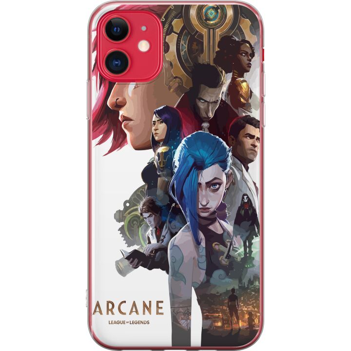 Kompatibelt Mobildeksel til Apple iPhone 11 Arcane LoL plakat League of Legends Netflix anime Jinx Vi spillfigurer fanart fantasi kunstverk