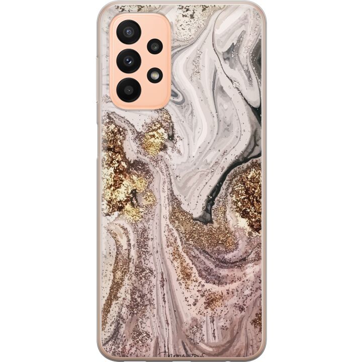Kompatibelt Mobilskal till Samsung Galaxy A23 5G Beige marmor med guldglitter struktur, elegant design med lyxig känsla, perfekt för modern stil.