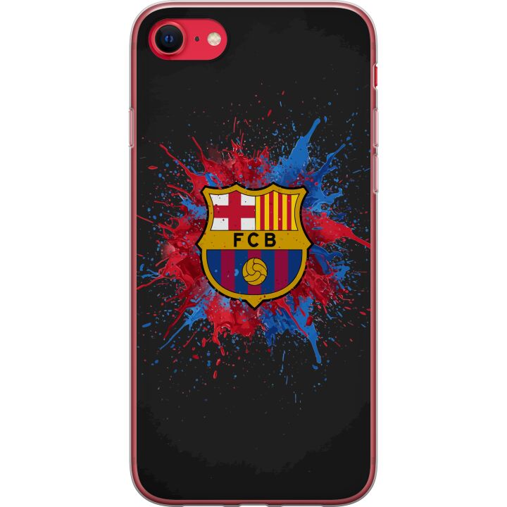 Kompatibelt Mobilskal till Apple iPhone SE (2022) Barcelona Splash Art med FC Barcelonas emblem i blått och rött perfekt för fotbollsfans
