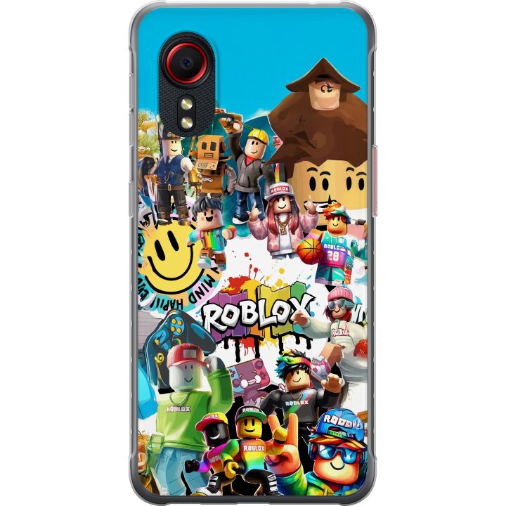 Kompatibelt Mobilskal till Samsung Galaxy Xcover 5 Roblox Party färgglatt motiv med spelkaraktärer och gamingenergi för alla fans
