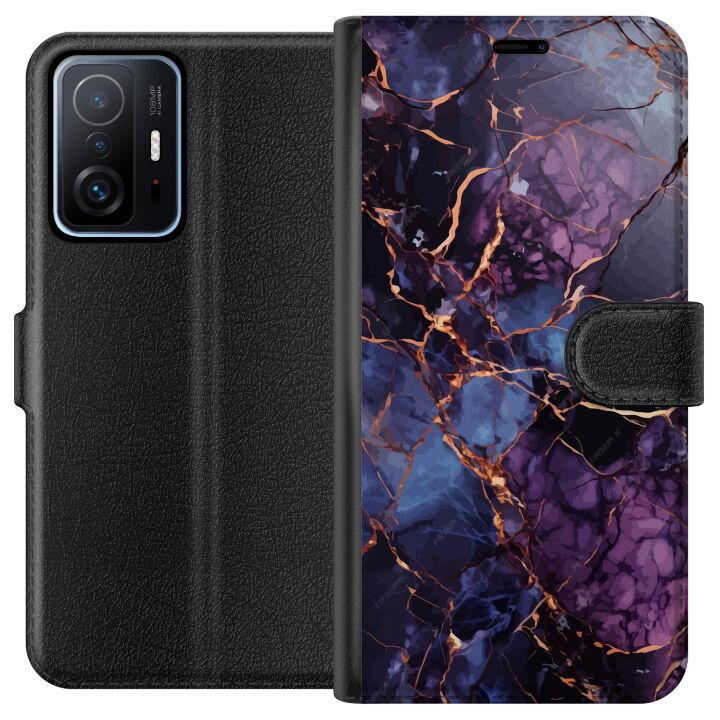 Kompatibelt Lommeboketui til Xiaomi 11T Marmor Blå Lilla