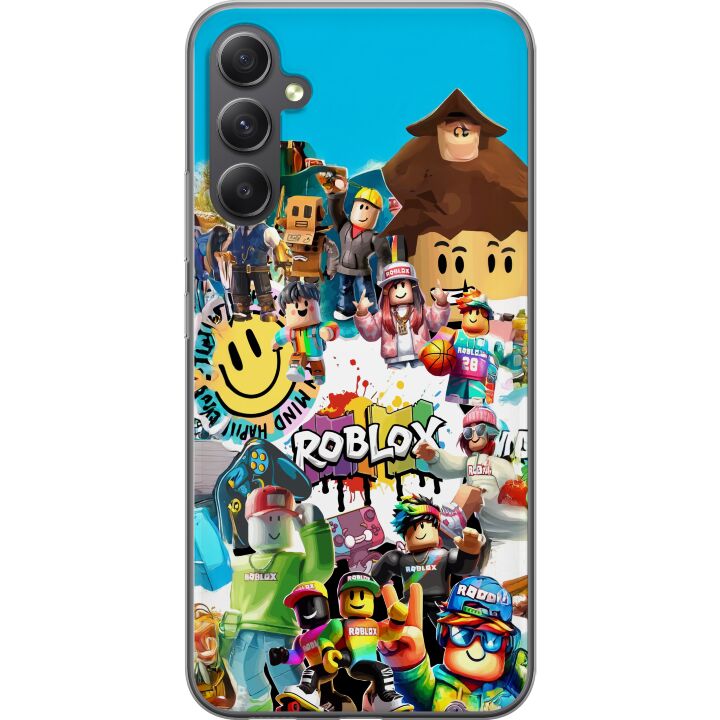 Kompatibelt Mobilskal till Samsung Galaxy A16 5G Roblox Party färgglatt motiv med spelkaraktärer och gamingenergi för alla fans