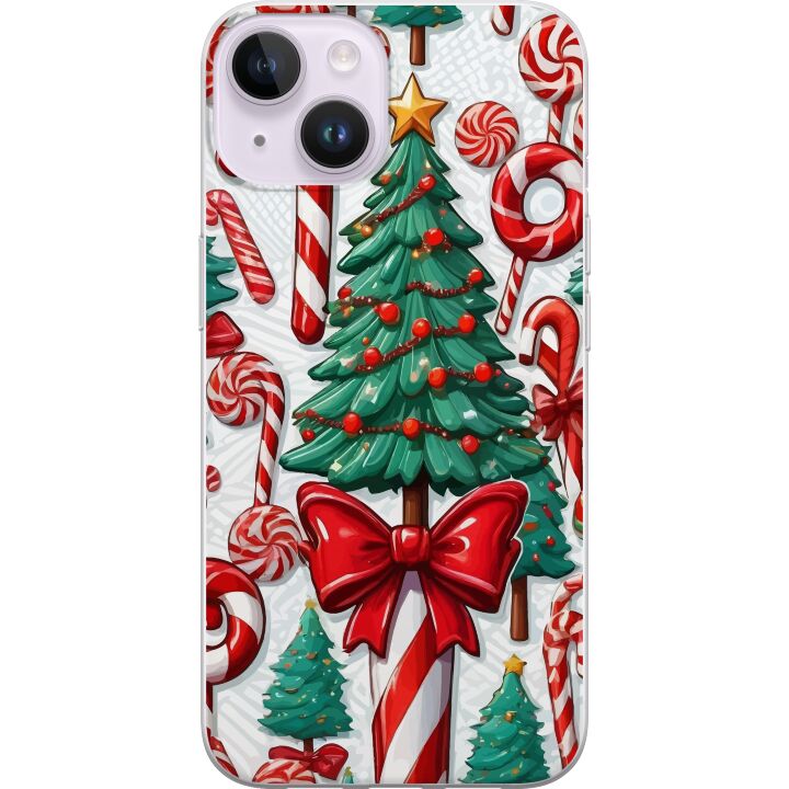 Kompatibelt Mobilskal till Apple iPhone 14 Julgran affisch Julgran polkagris godis semestergodis julmotiv retro karamellstockar design konst
