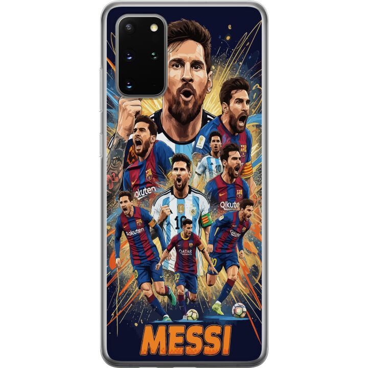Kompatibelt Mobilskal till Samsung Galaxy S20+ Messi affisch Argentina Barcelona fotboll legendar GOAT VM nummer 10 fotbollsspelare retro konst