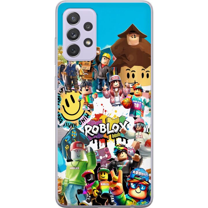 Kompatibelt Mobilskal till Samsung Galaxy A52s 5G Roblox Party färgglatt motiv med spelkaraktärer och gamingenergi för alla fans