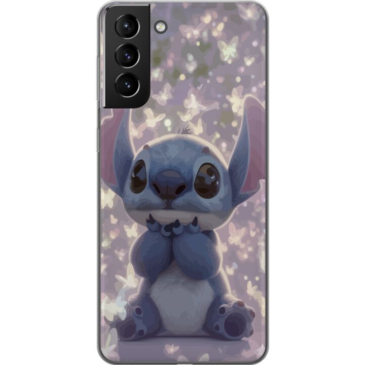 Kompatibelt Mobilskal till Samsung Galaxy S21+ 5G Stitch med söta fjärilar söt Disney kawaii blåa utomjordingarfjärilar magiskt pastell drömskt motiv