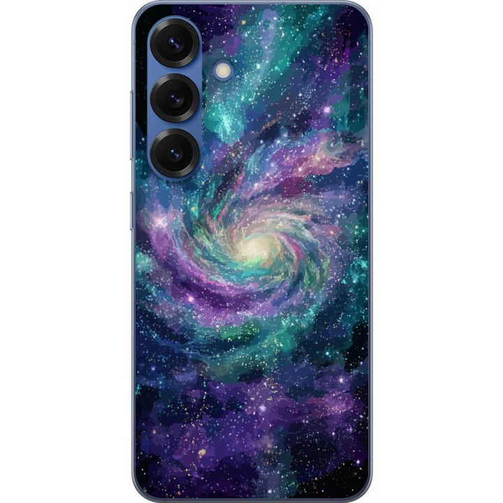 Kompatibelt Mobilskal till Samsung Galaxy S25+ Färgsprakande spiralgalax i rymden med stjärnor nebulosor och kosmiskt ljus