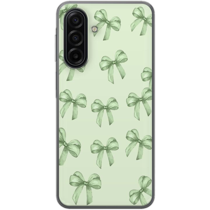 Kompatibelt Mobilskal till Samsung Galaxy A17 5G Gröna rosetter mönster sött pastell bow mönster sömlös presentband estetisk bakgrund design poster
