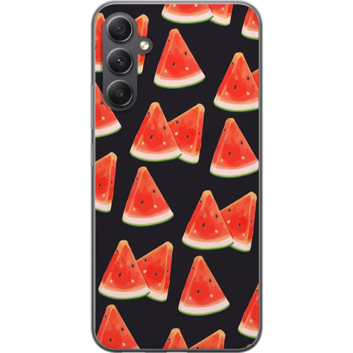 Kompatibelt Mobilskal till Samsung Galaxy A16 5G Vattenmelonsommarmönster - fräsch vattenmelon design med röda fruktskivor mot mörk bakgrund