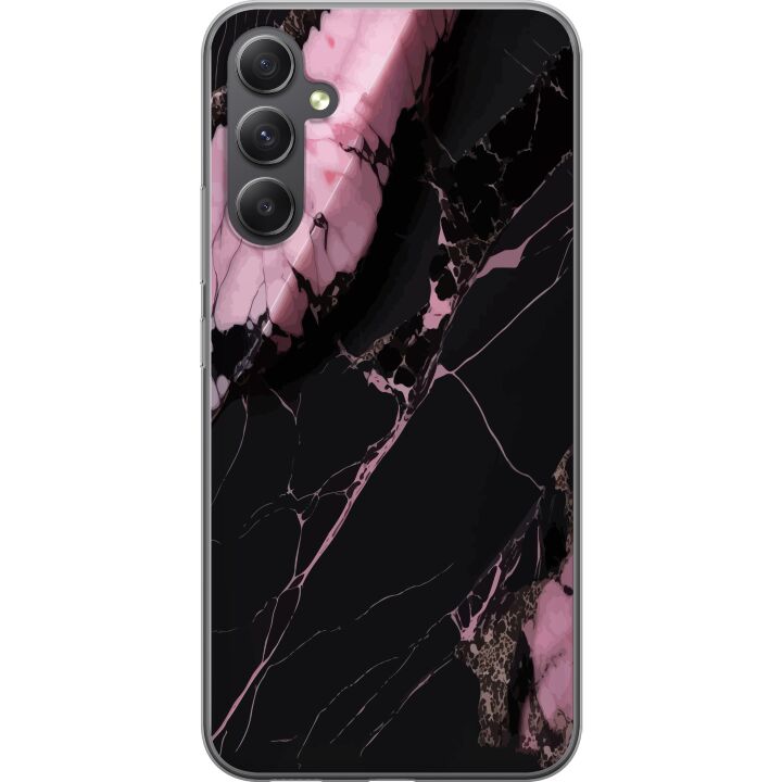 Kompatibelt Mobilskal till Samsung Galaxy A35 Svart rosa marmor