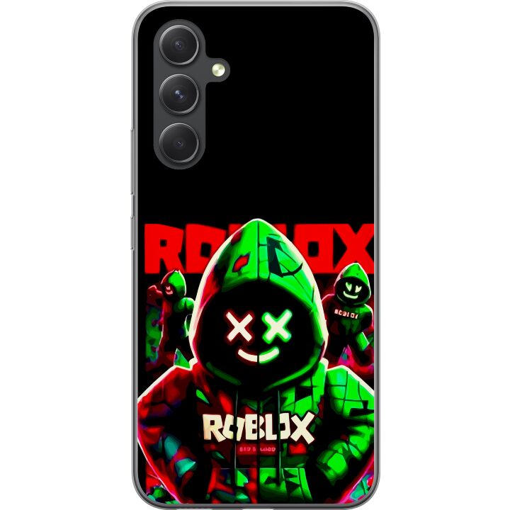 Kompatibelt Mobilskal till Samsung Galaxy A55 Roblox Shadow Squad Design mörk neoninspirerad stil med gröna och röda kontraster för en cool intensiv