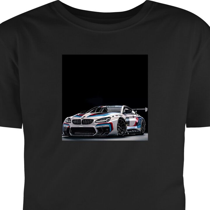 T-Shirt BMW M Power illustrasjon - Hvit racingdesign nærbilde kunst Svart Liten