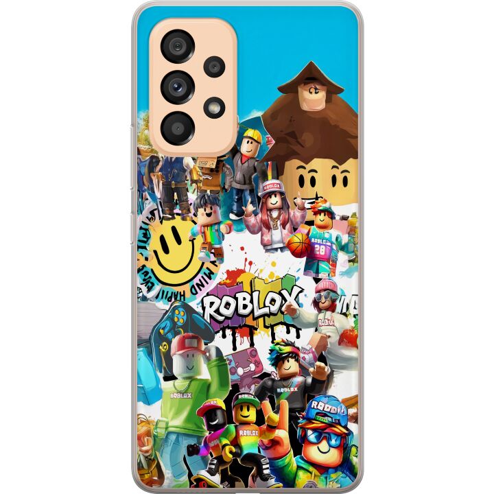 Kompatibelt Mobilskal till Samsung Galaxy A53 5G Roblox Party färgglatt motiv med spelkaraktärer och gamingenergi för alla fans