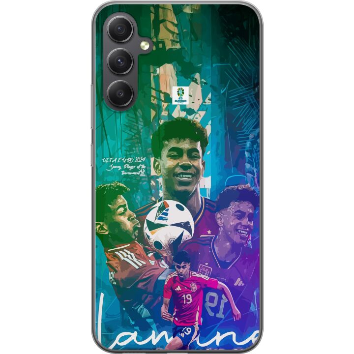 Kompatibelt Mobilskal till Samsung Galaxy A15 5G Lamine Yamal fotbollsmotiv med Barcelona och Spanieninspiration i färgstark stil