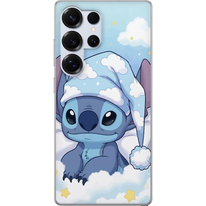 Kompatibelt Mobilskal till Samsung Galaxy S25 Ultra Stitch godnatt moln sovande söta sängkläder kawaii mysigt blått karaktär mjukt estetiskt affisch