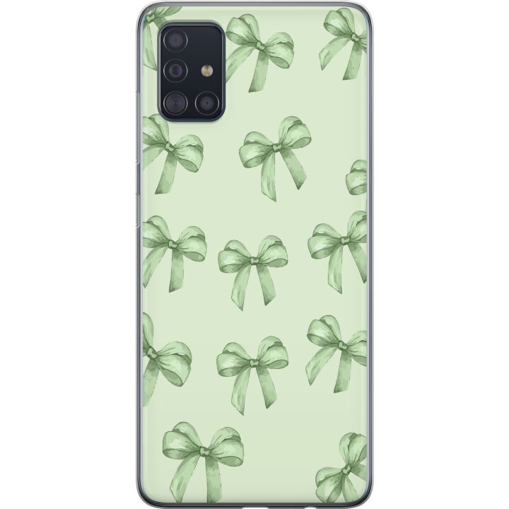 Kompatibelt Mobilskal till Samsung Galaxy A51 Gröna rosetter mönster sött pastell bow mönster sömlös presentband estetisk bakgrund design poster