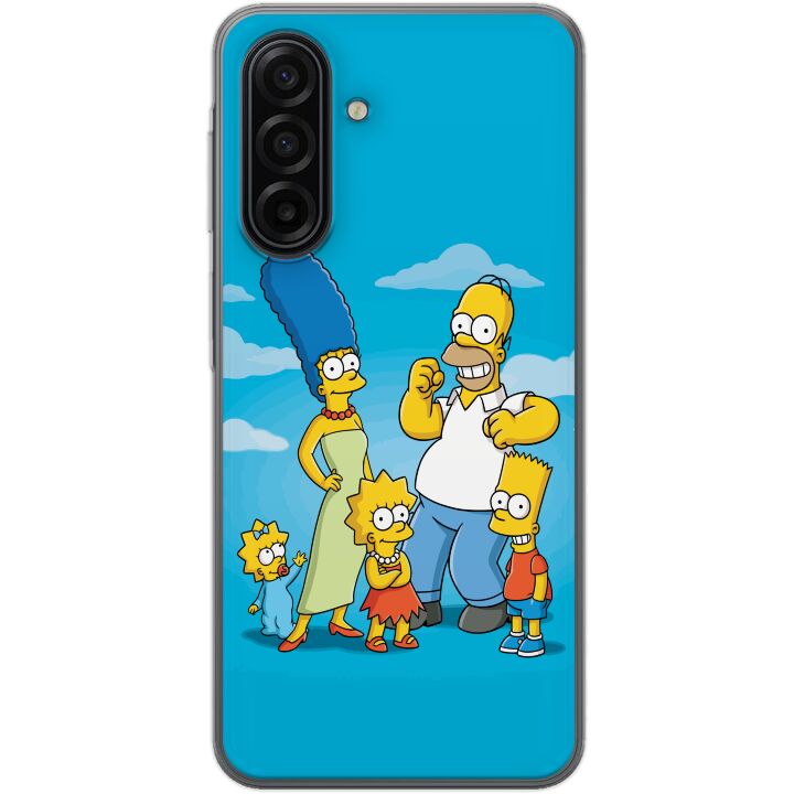 Kompatibelt Mobilskal till Samsung Galaxy A17 5G The Simpsons familjeporträtt med Homer, Marge, Bart, Lisa och Maggie - ikoniskt tecknat motiv