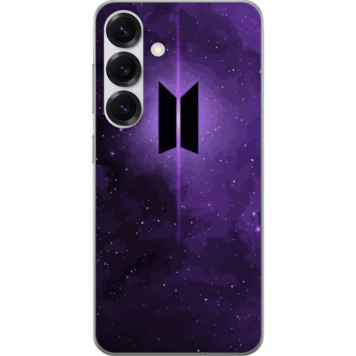 Kompatibelt Mobilskal till Samsung Galaxy S25 BTS kpop logga lila galax poster rymddesign koreanskt band armé symbol stjärnhimmel musik fan konst
