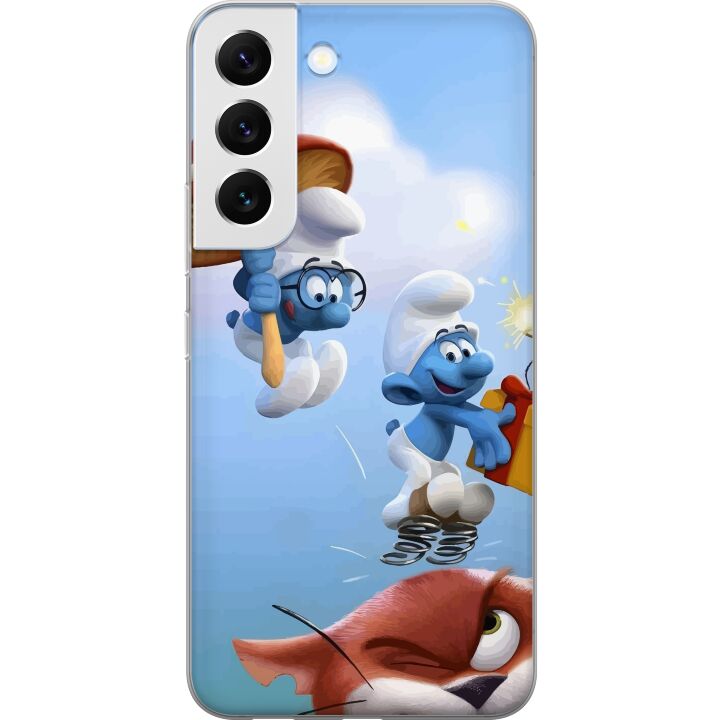 Kompatibelt Mobilskal till Samsung Galaxy S22 5G Smurfarna poster blå serie tecknade figurer retro Schtroumpfs barndom klassiska karaktärer design