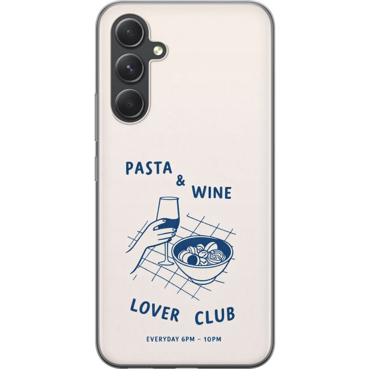 Kompatibelt Mobilskal till Samsung Galaxy S24+ Pasta vin och vardagsromantik i grafisk stil