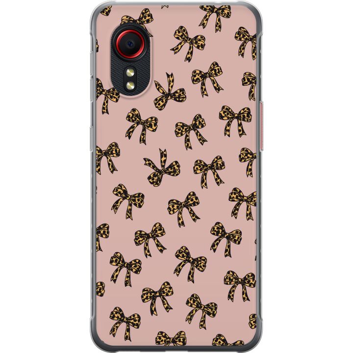 Kompatibelt Mobilskal till Samsung Galaxy Xcover 5 Leopardmönstrade rosetter rosa bakgrund mode tjejigt sött retro mönster snygg inredning