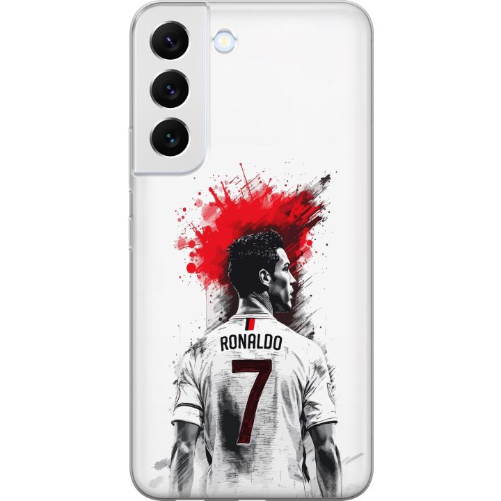 Kompatibelt Mobilskal till Samsung Galaxy S22 5G Ronaldo Red Energy motivation med Cristiano Ronaldo i röd och vit stiliserad design med en kraftfull
