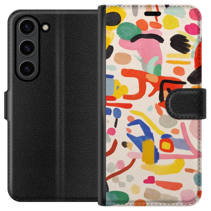 Kompatibelt Plånboksfodral till Samsung Galaxy S24 Lekfull färgexplosion i modern abstrakt stil