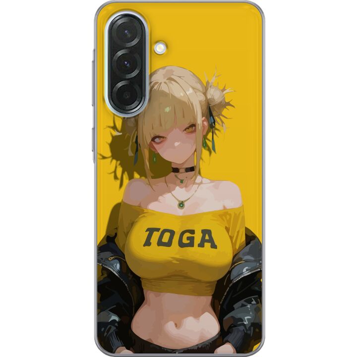 Kompatibelt Mobilskal till Samsung Galaxy A36 Gul animeinspirerad illustration med blond karaktär och stark bakgrund i kawaii stil för trendiga motiv