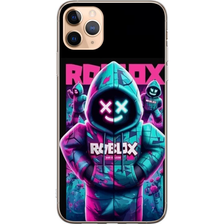 Kompatibelt Mobildeksel til Apple iPhone 11 Pro Max Roblox Hoodie Legend Mystisk Robloxfigur i blå hettegenser med futuristiskt neonlys