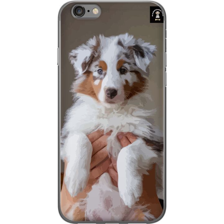 Kompatibelt Mobildeksel til Apple iPhone 6 Søt valp med blå øyne og fluffy pels - perfekt for hundeeiere som ønsker et sjarmerende og moderne motiv.