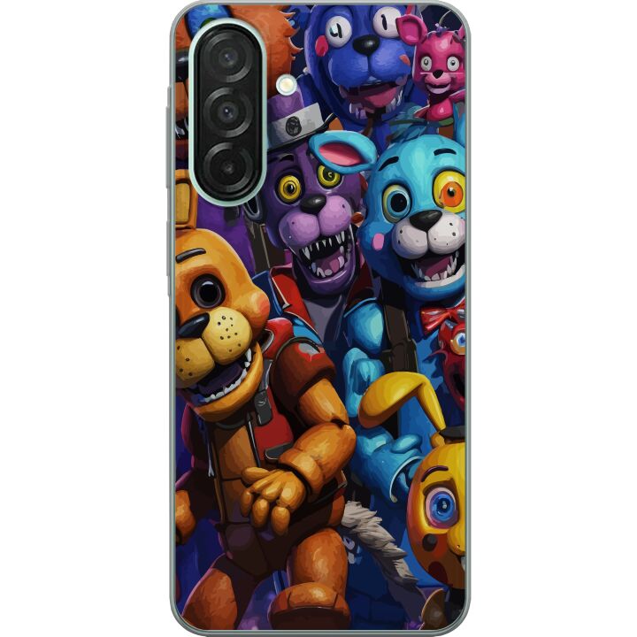 Kompatibelt Mobilskal till Samsung Galaxy A26 Färgstarka animatroniska figurer med neonljus och intensiv skräckinspirerad spelkänsla