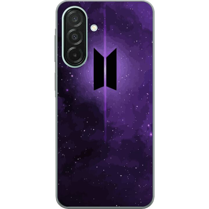 Kompatibelt Mobilskal till Samsung Galaxy A26 BTS kpop logga lila galax poster rymddesign koreanskt band armé symbol stjärnhimmel musik fan konst