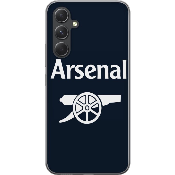 Kompatibelt Mobilskal till Samsung Galaxy S24 Arsenal logga i mörkblått vitt klassiskt fotbollsmotiv för Premier League fans