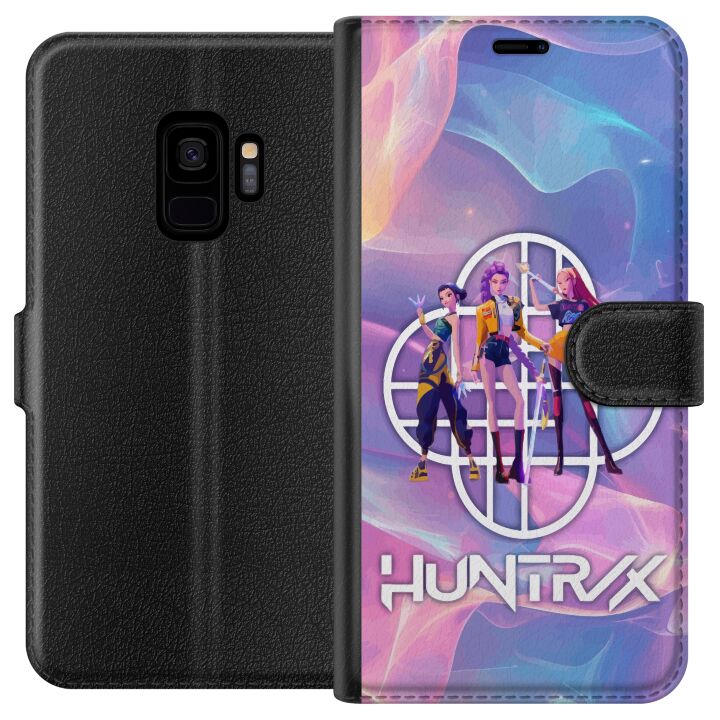 Kompatibelt Plånboksfodral till Samsung Galaxy S9 Huntrix Neon Trio Kpop Demon Hunter Färgstark futuristisk design med tre kvinnliga hjältar i pastel