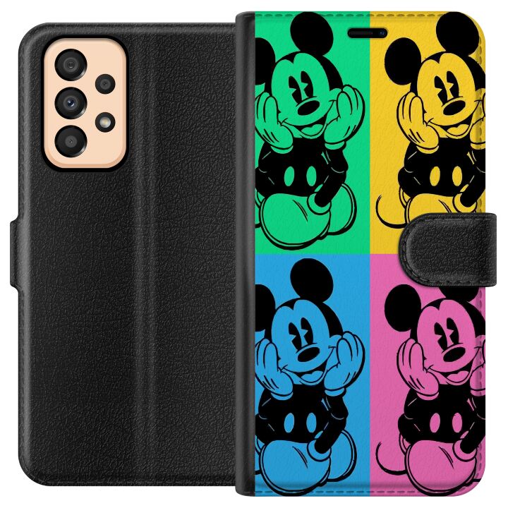 Kompatibelt Plånboksfodral till Samsung Galaxy A33 5G Disney Mickey Mus poster popkonst färgglad tecknad serie retro Andy Warhol-stil klassisk figurk